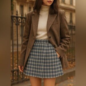 Plaid Blue and White Women's Skirt